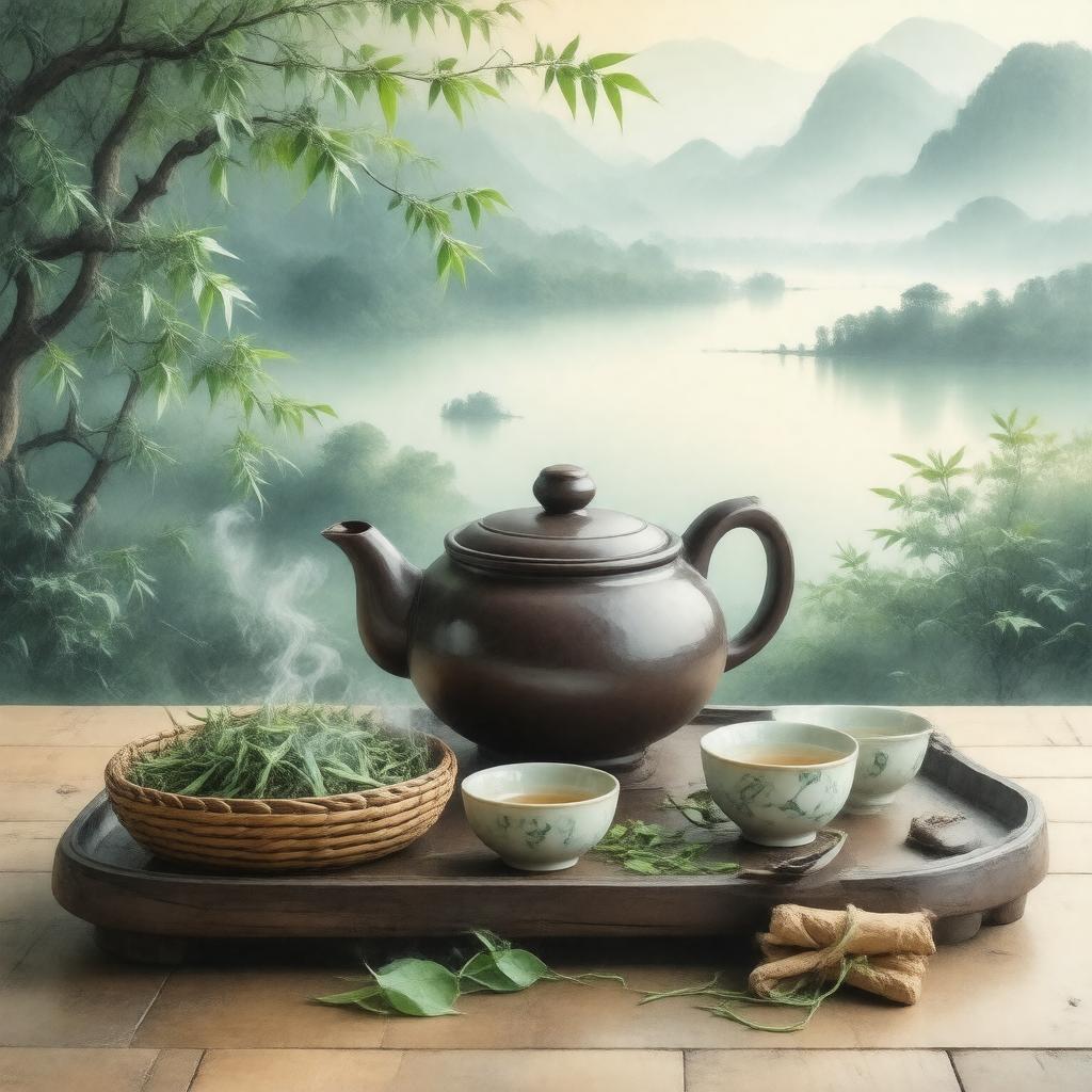 AI-created image of Longjing tea