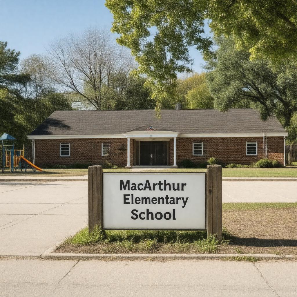 Click to view larger image AI-created image of MacArthur Elementary School