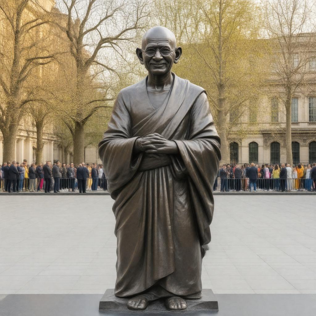 AI-created image of Mahatma Gandhi statue