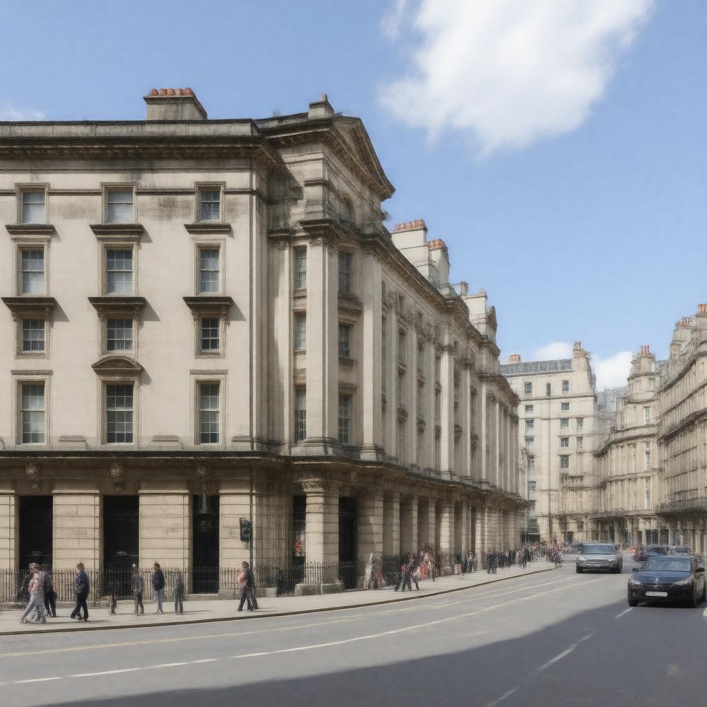 AI-created image of Malet Street, Bloomsbury, London WC1E 7HX