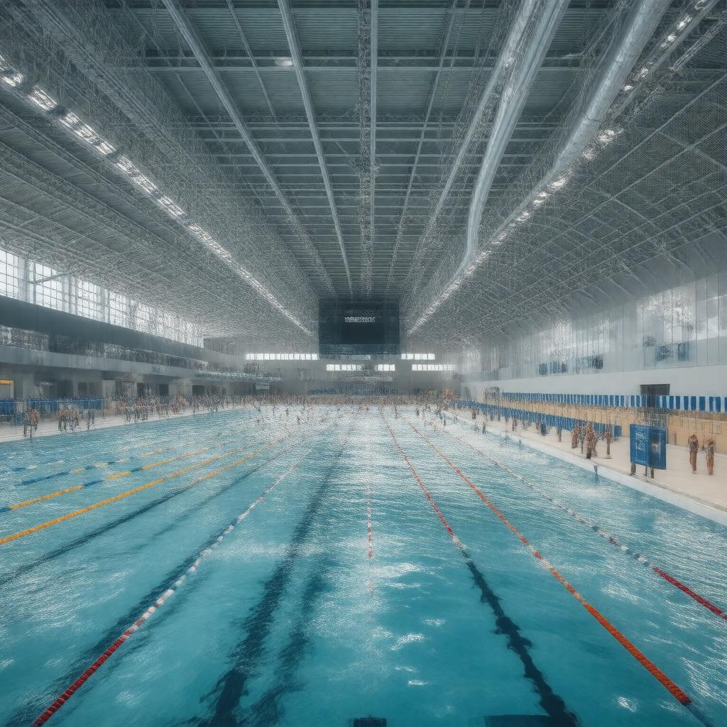 Click to view larger image AI-created image of Manchester Aquatics Centre