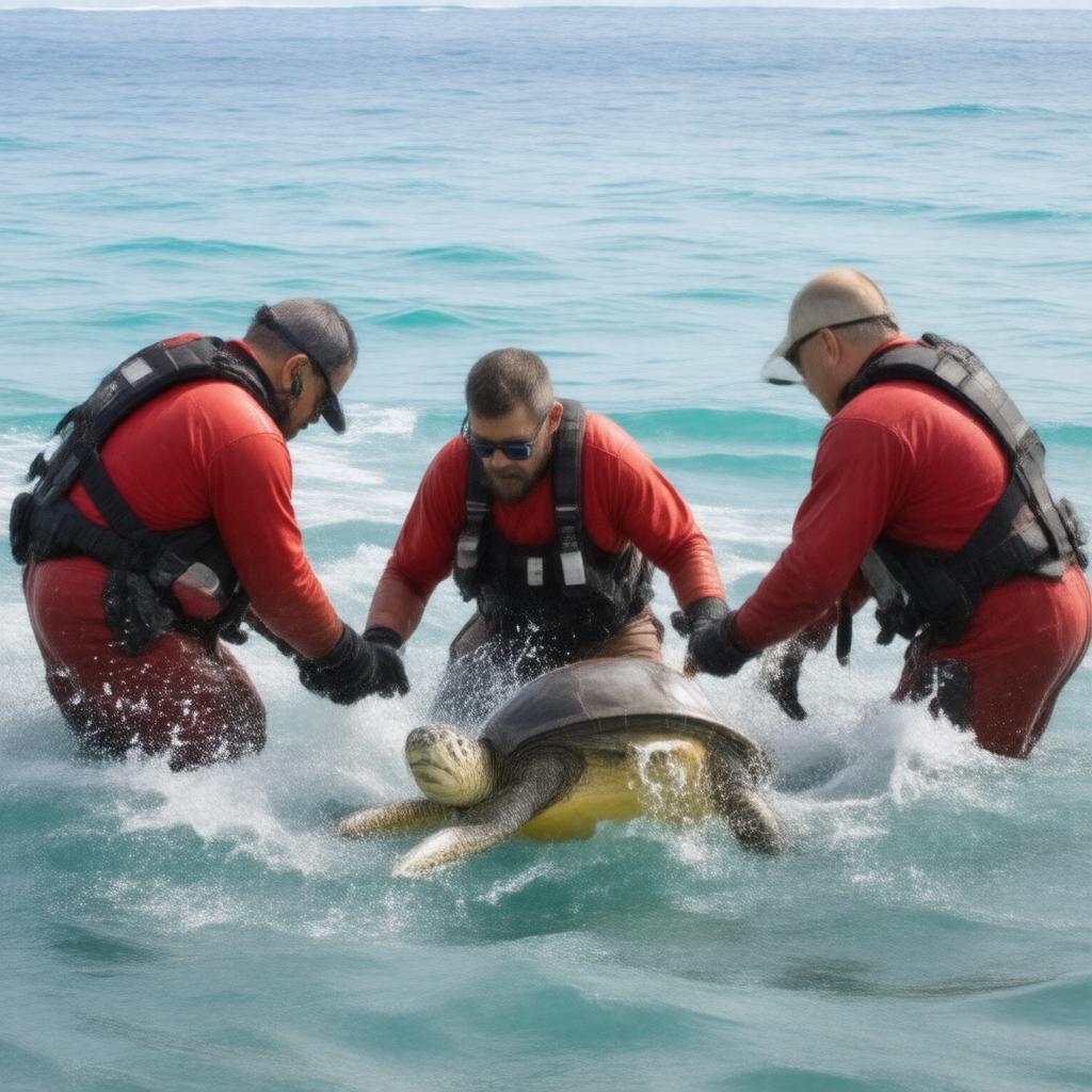 Click to view larger image AI-created image of Marine Animal Rescue Team