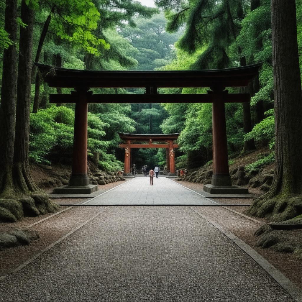 Click to view larger image AI-created image of Meiji Shrine