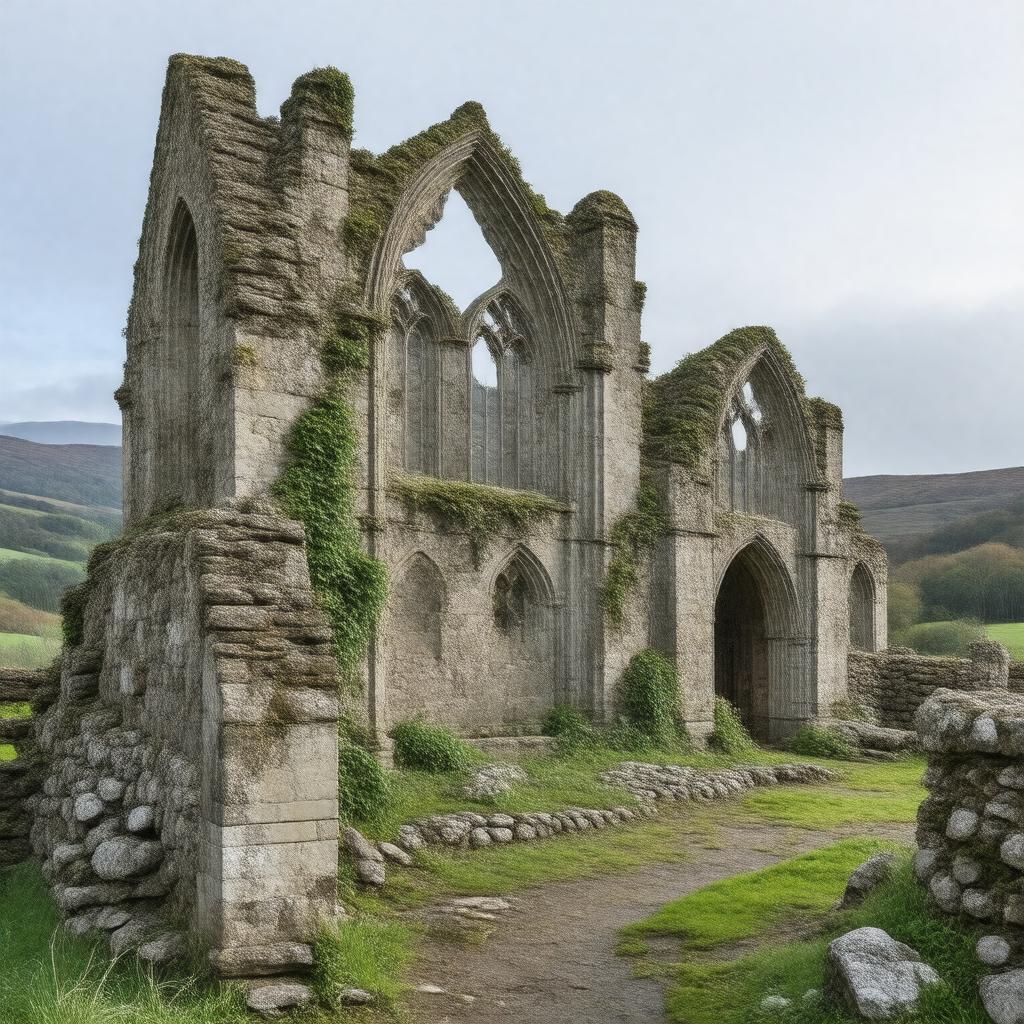 Click to view larger image AI-created image of Melrose Abbey