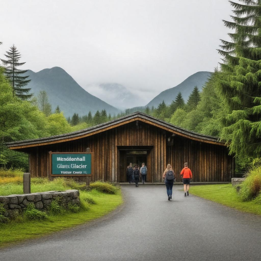 Click to view larger image AI-created image of Mendenhall Glacier Visitor Center