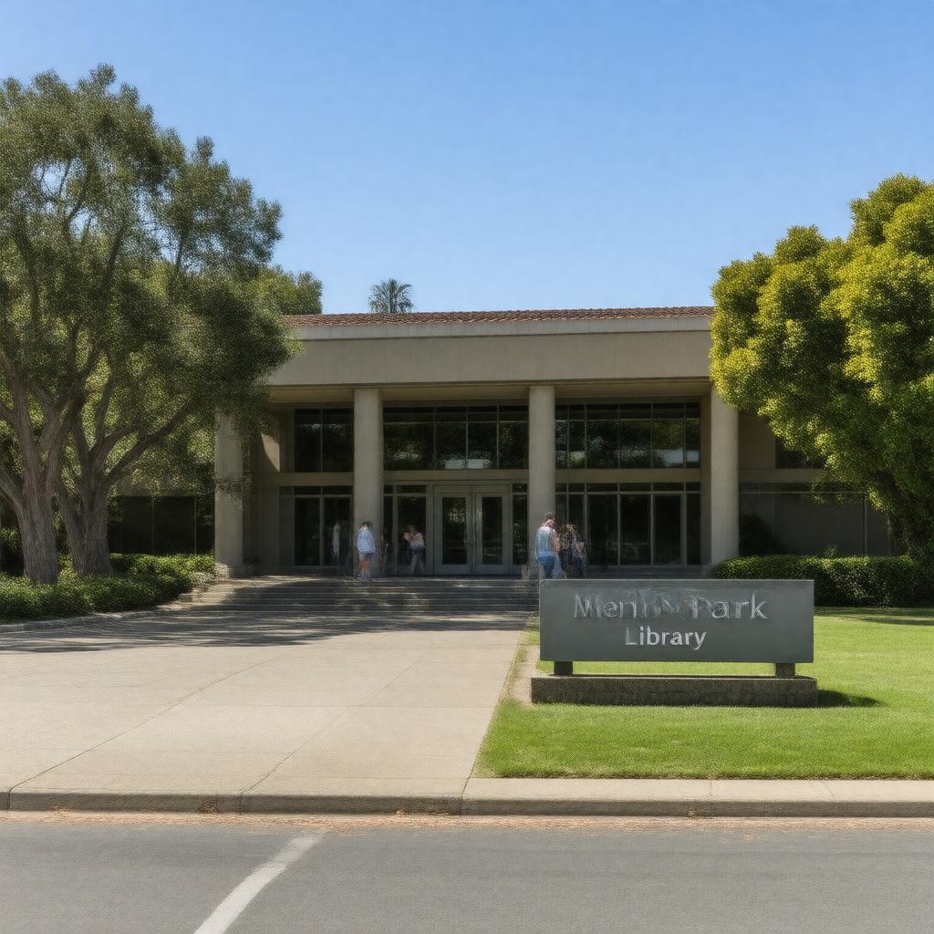 Click to view larger image AI-created image of Menlo Park Library