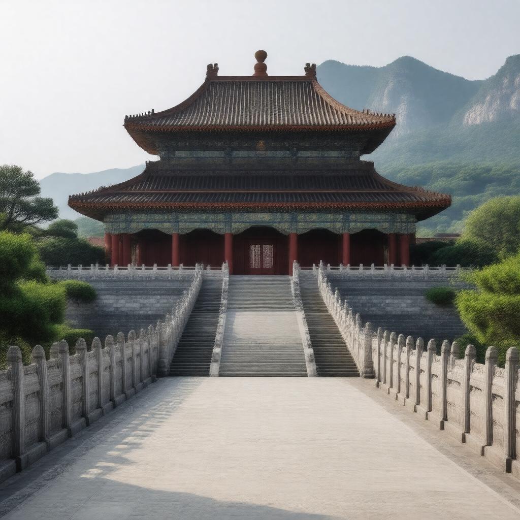 Click to view larger image AI-created image of Ming Xiaoling Mausoleum