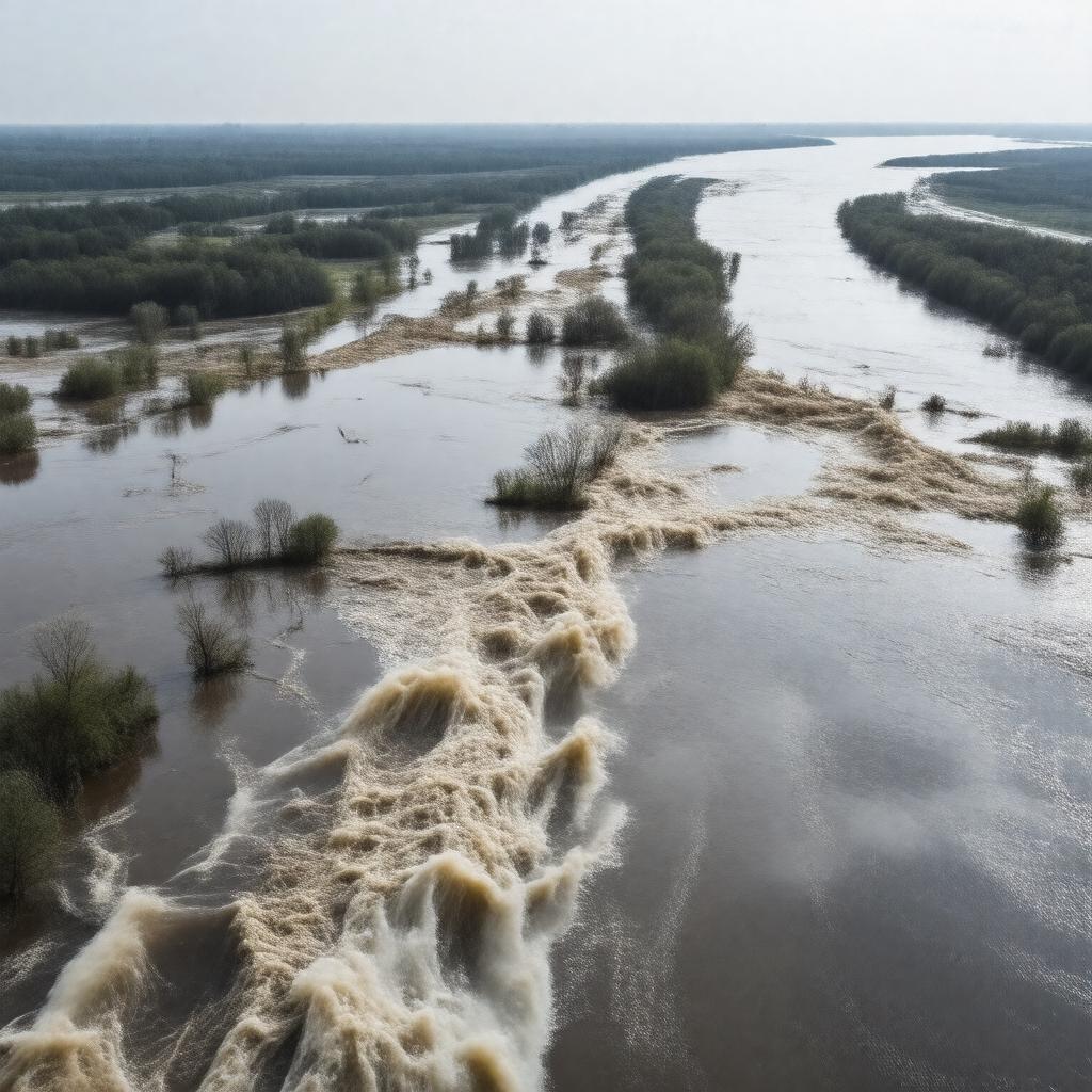 AI-created image of Mississippi River flood of 1993