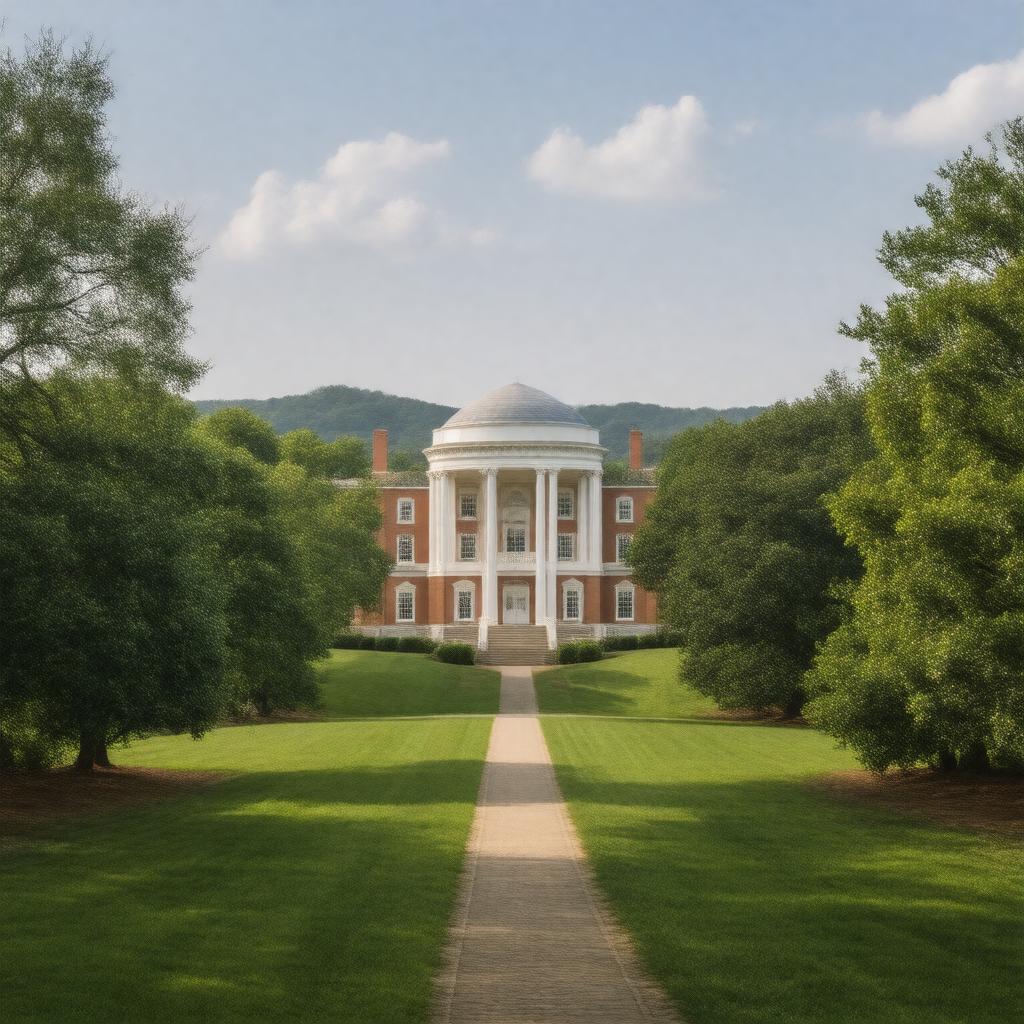 Click to view larger image AI-created image of Monticello and the University of Virginia in Charlottesville
