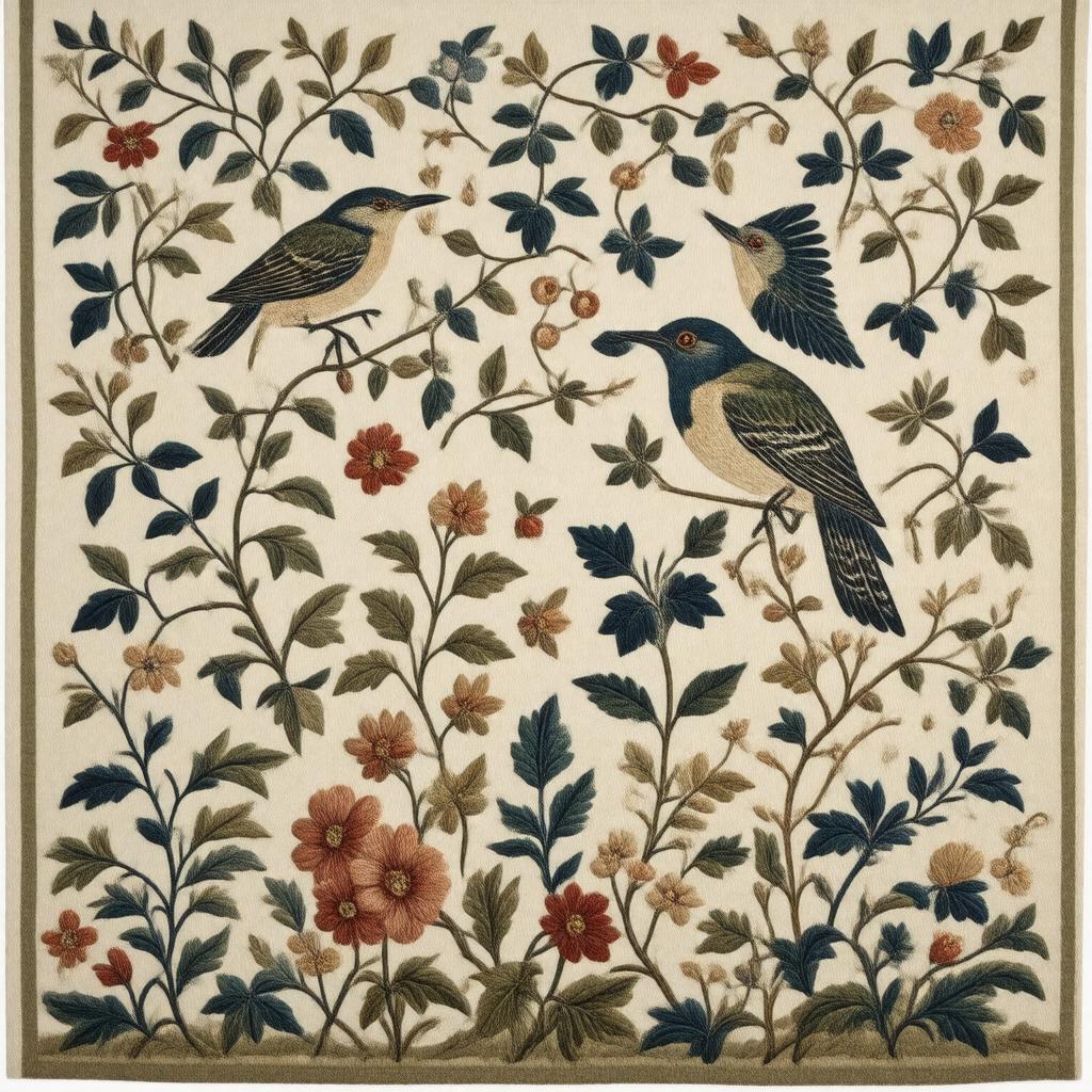 AI-created image of Morris & Co. embroidery designs
