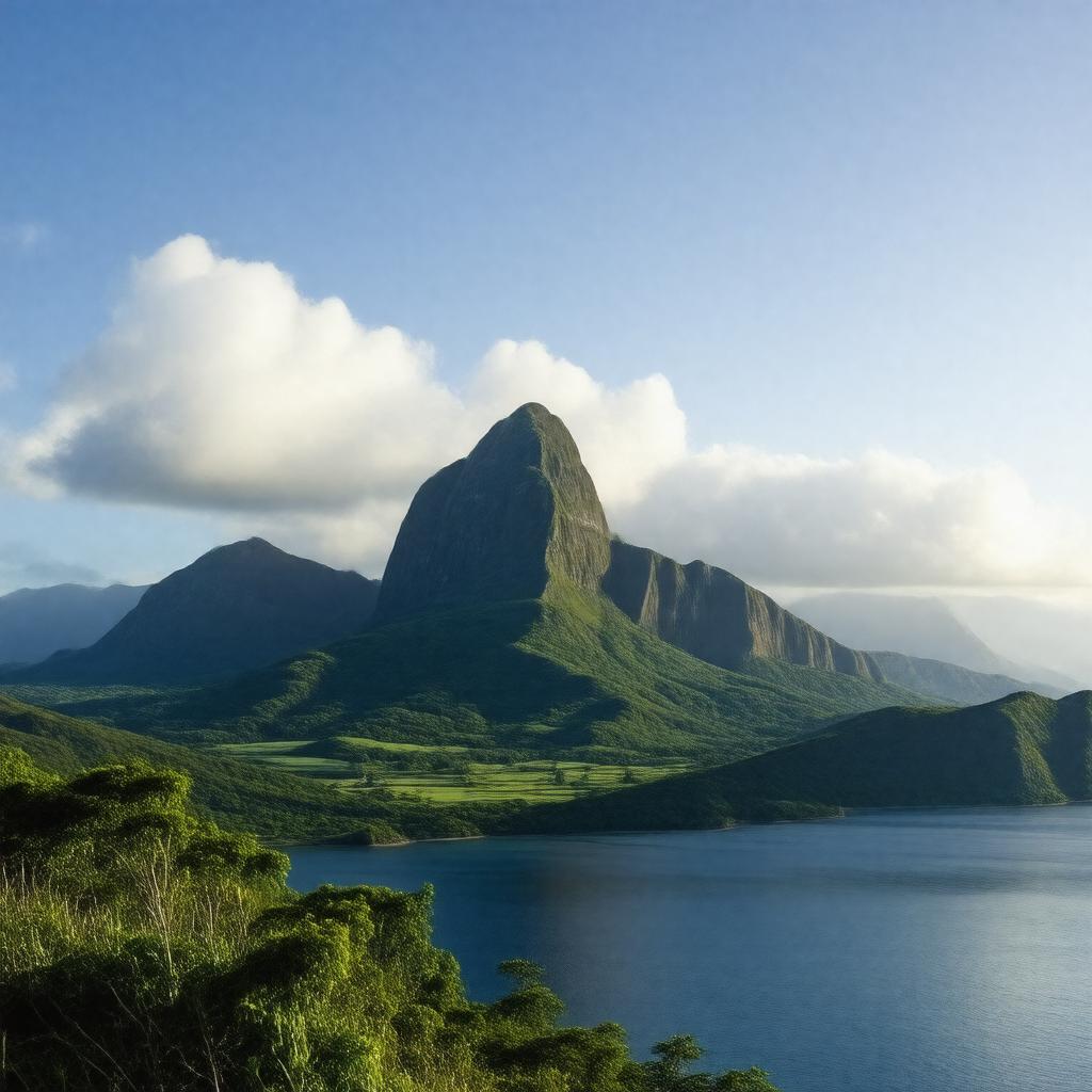 AI-created image of Mount Pelée and Pitons du Carbet (2023)