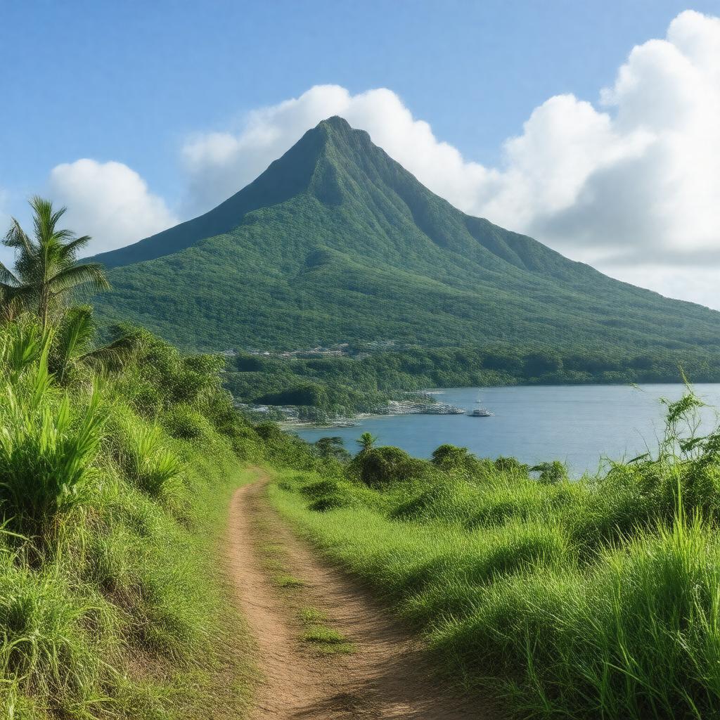 Click to view larger image AI-created image of Mount Vaea, Samoa