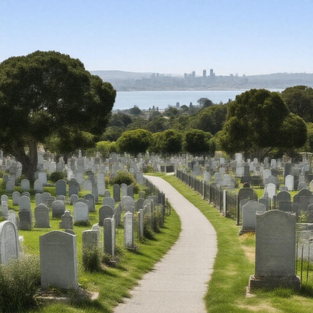 AI-created image of Mountain View Cemetery, Oakland, California