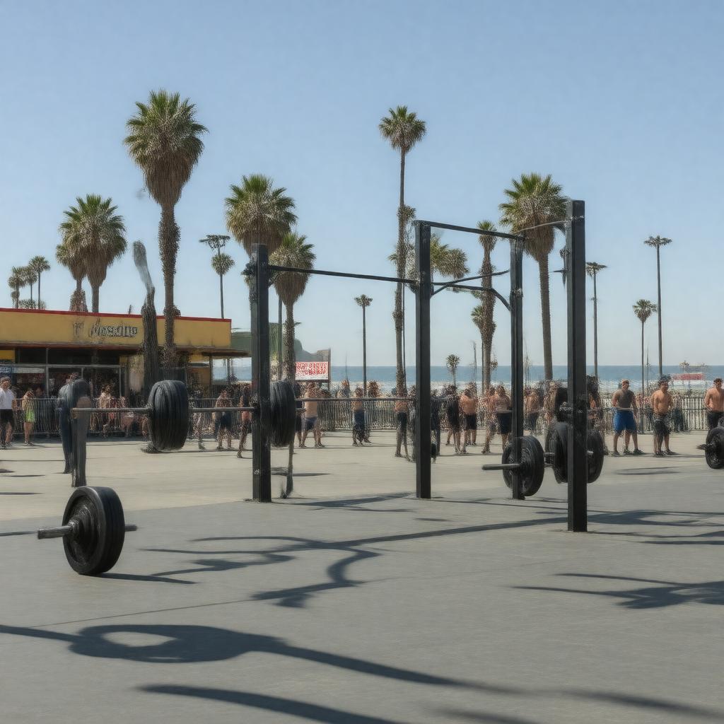 AI-created image of Muscle Beach Gym