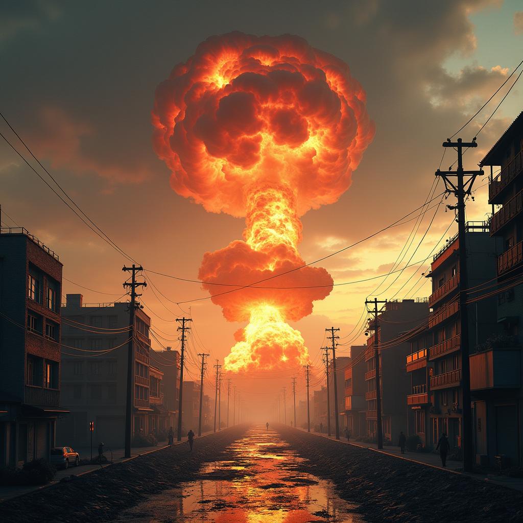 Click to view larger image AI-created image of Nagasaki atomic bombing
