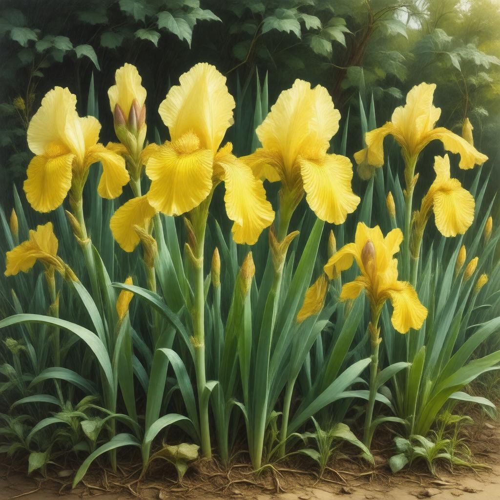 AI-created image of National Collection of Iris spuria subsp. ochroleuca