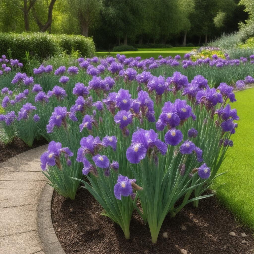 Click to view larger image AI-created image of National Collection of Iris spuria subsp. typhifolia