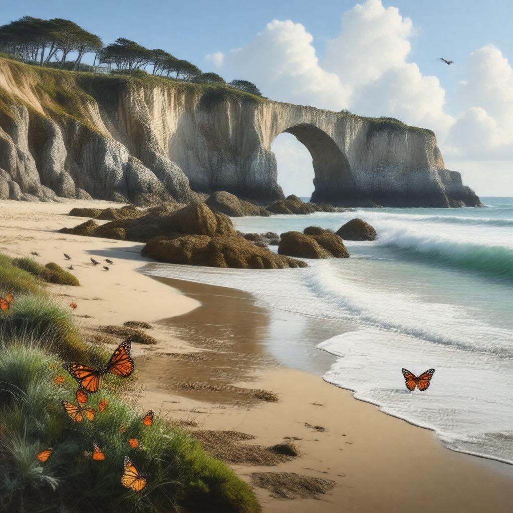 AI-created image of Natural Bridges State Beach