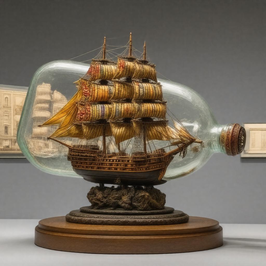 Click to view larger image AI-created image of Nelson's Ship in a Bottle