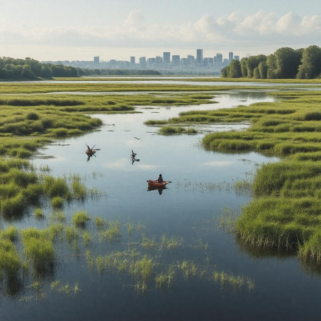Click to view larger image AI-created image of Neponset River Estuary