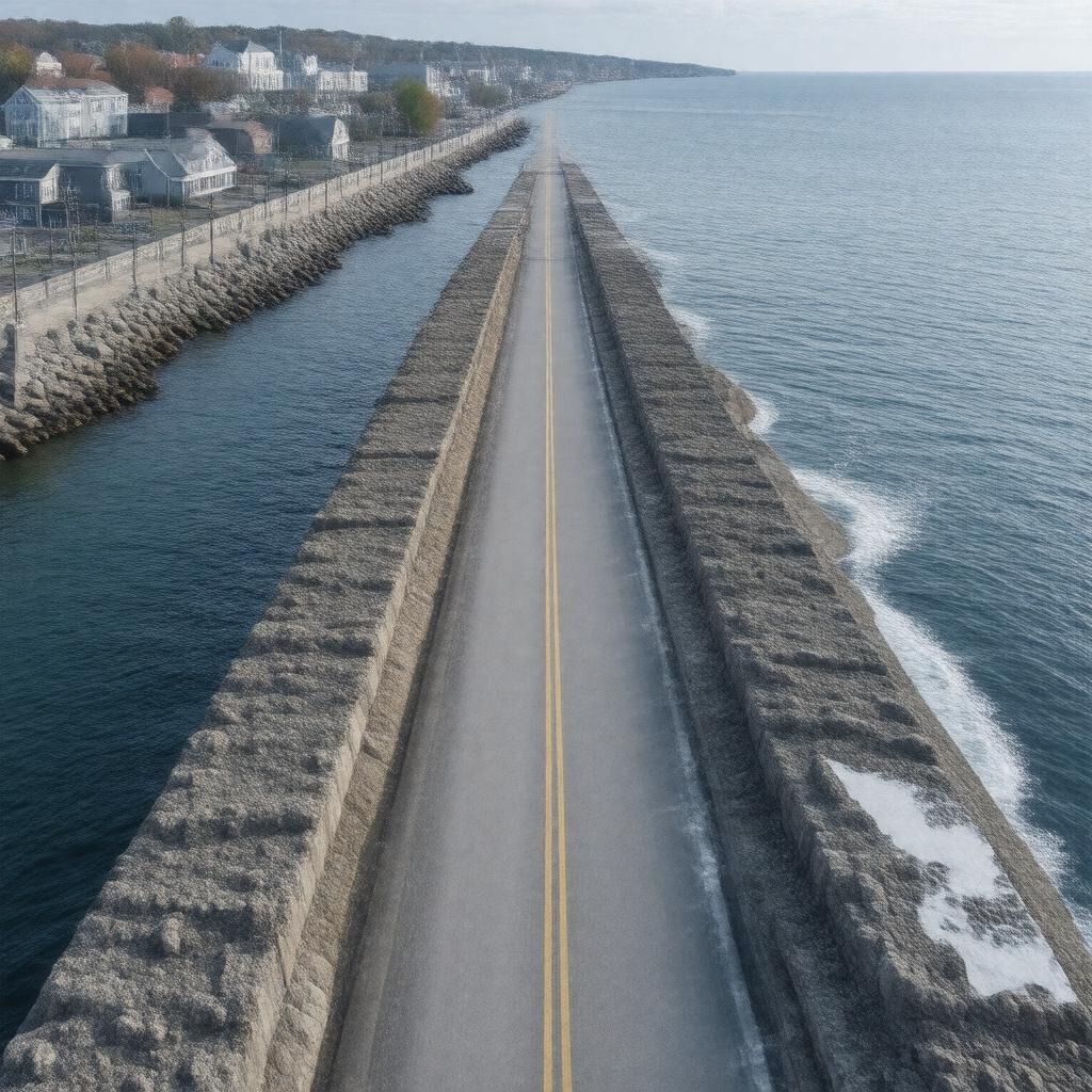 AI-created image of New Bedford Hurricane Barrier