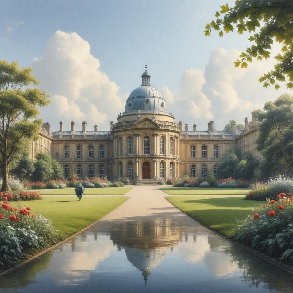 Click to view larger image AI-created image of New Hall, Cambridge