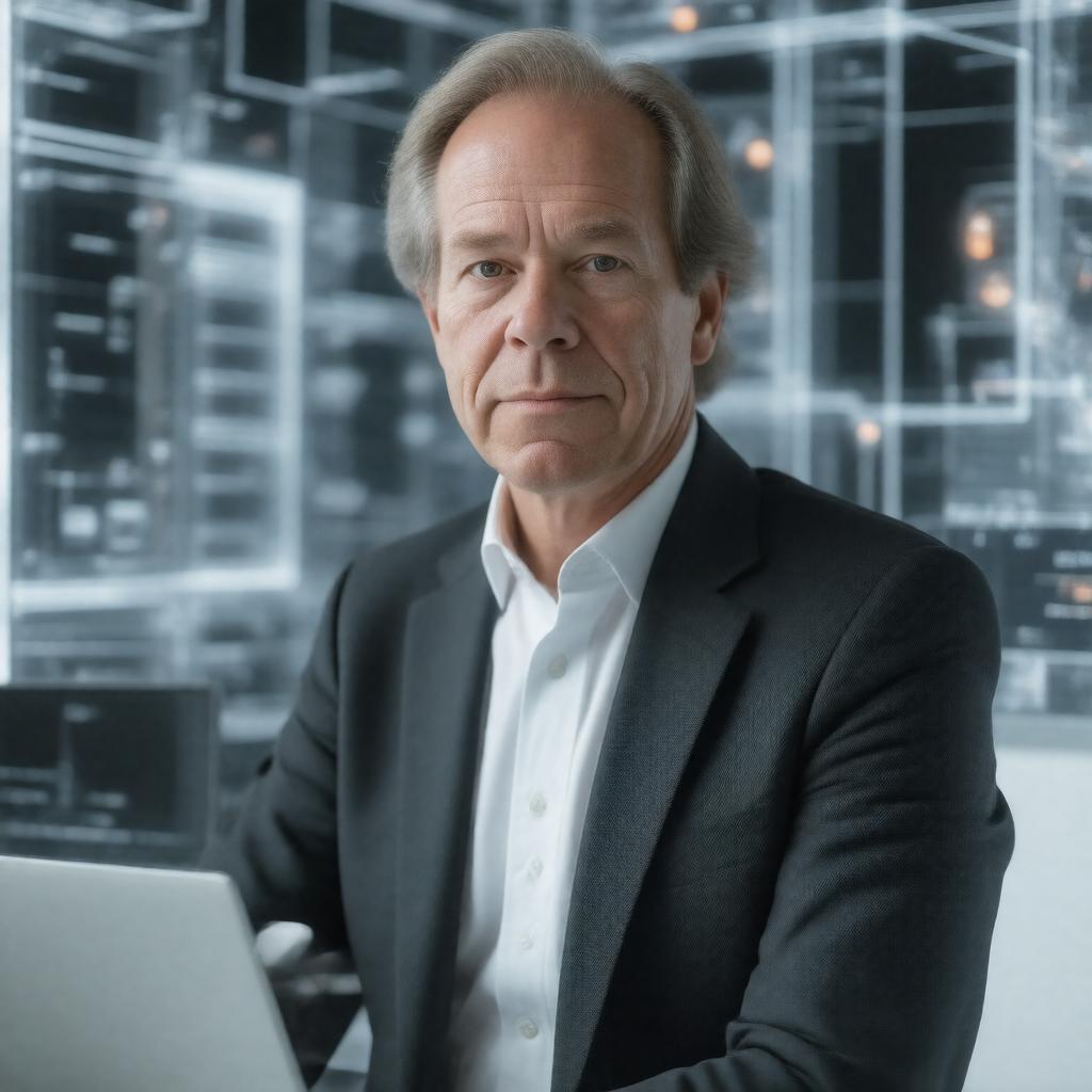 Click to view larger image AI-created image of Nicholas Negroponte