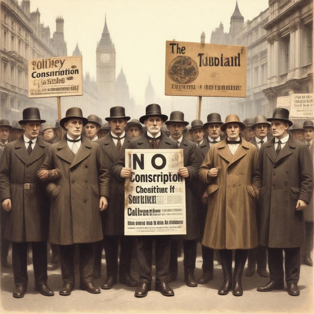 Click to view larger image AI-created image of No-Conscription Fellowship