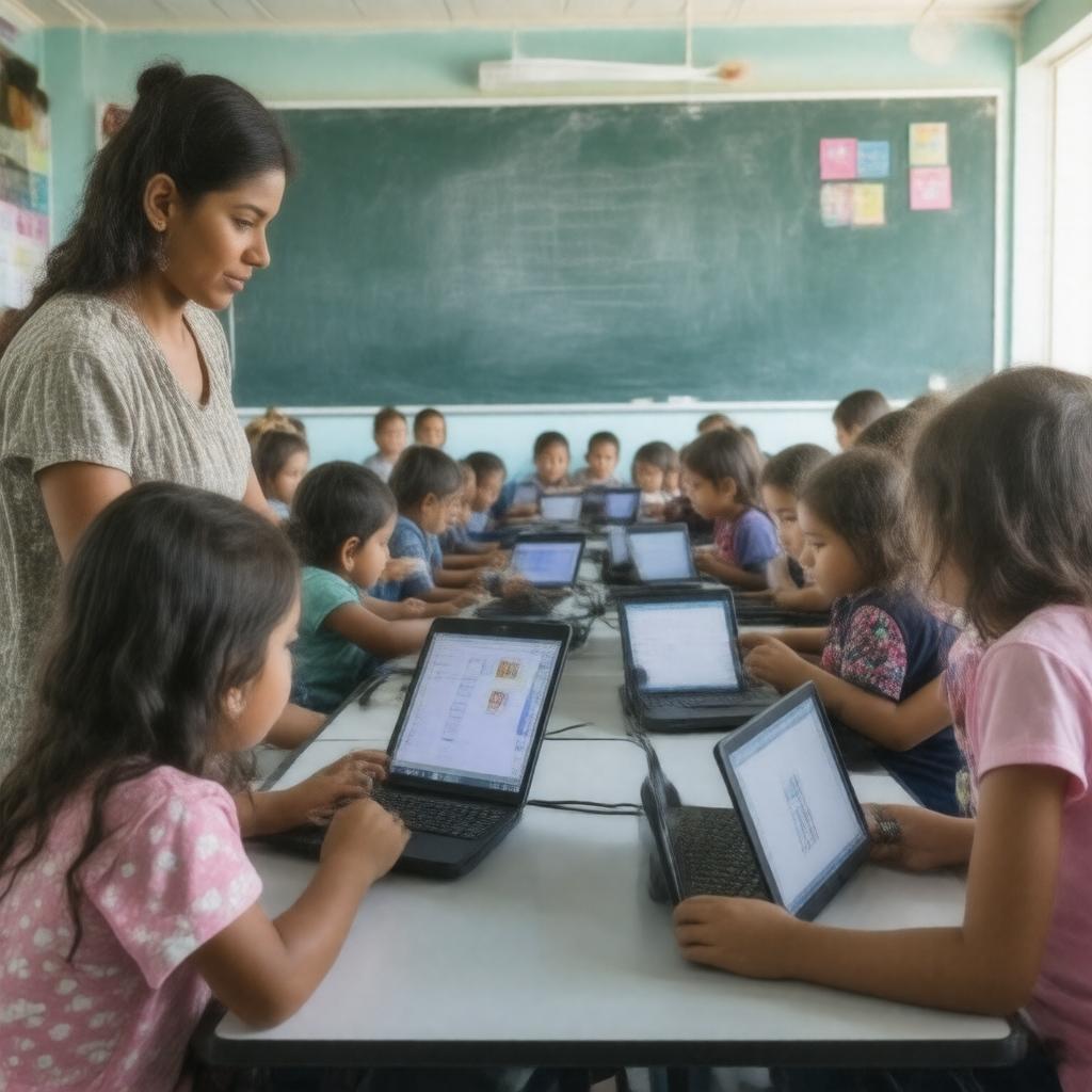 Click to view larger image AI-created image of OLPC deployment in Uruguay