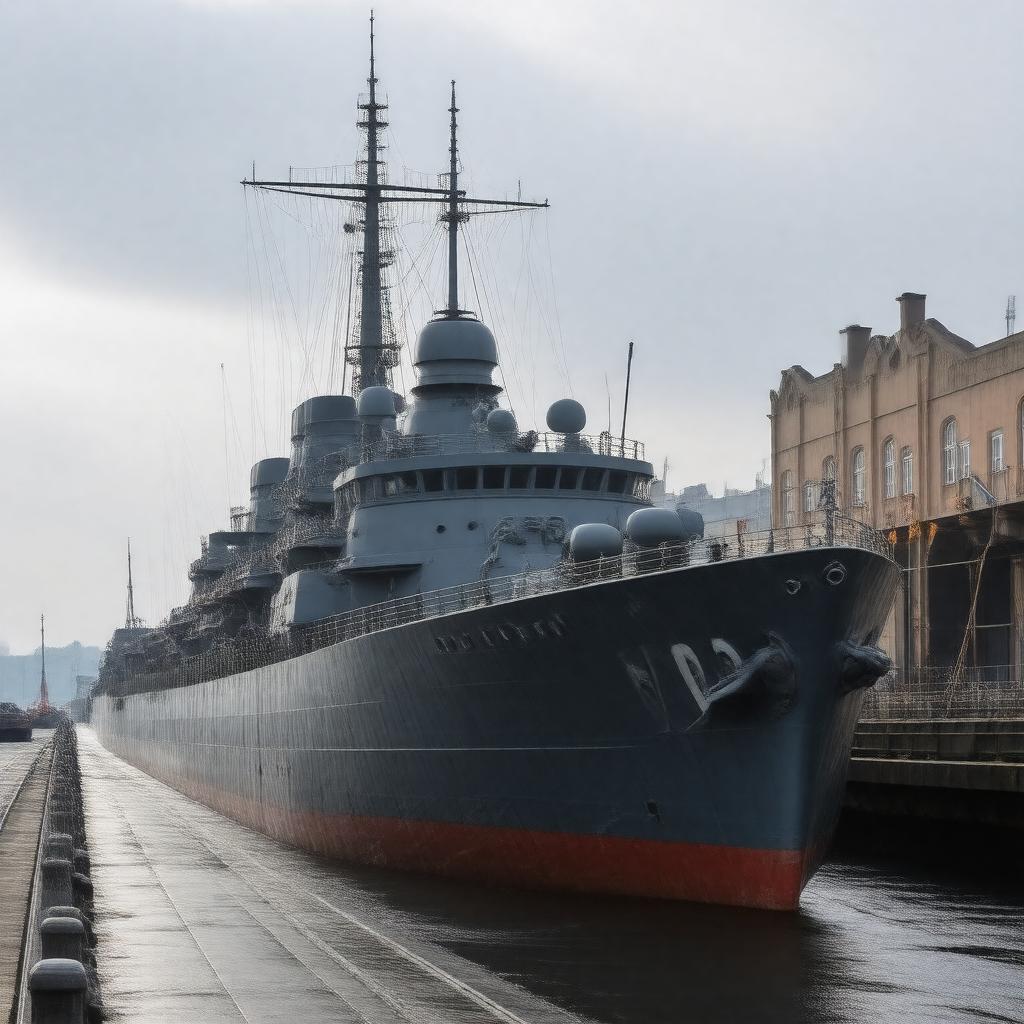 AI-created image of ORP Błyskawica museum ship