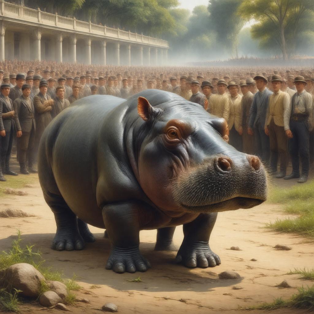 Click to view larger image AI-created image of Obaysch the hippopotamus