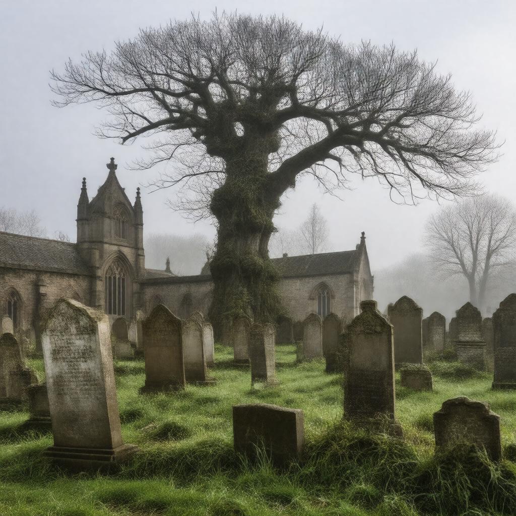 Click to view larger image AI-created image of Old Saint Pancras Churchyard, London