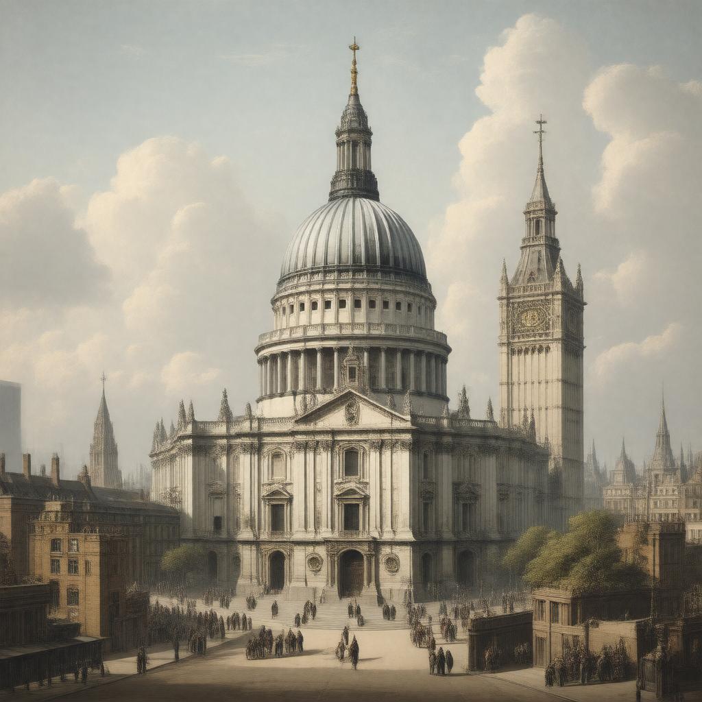 Click to view larger image AI-created image of Old St. Paul's Cathedral, London