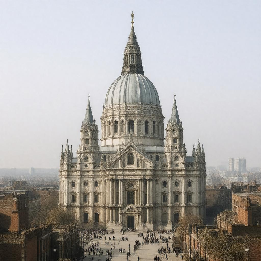Click to view larger image AI-created image of Old St Paul's Cathedral