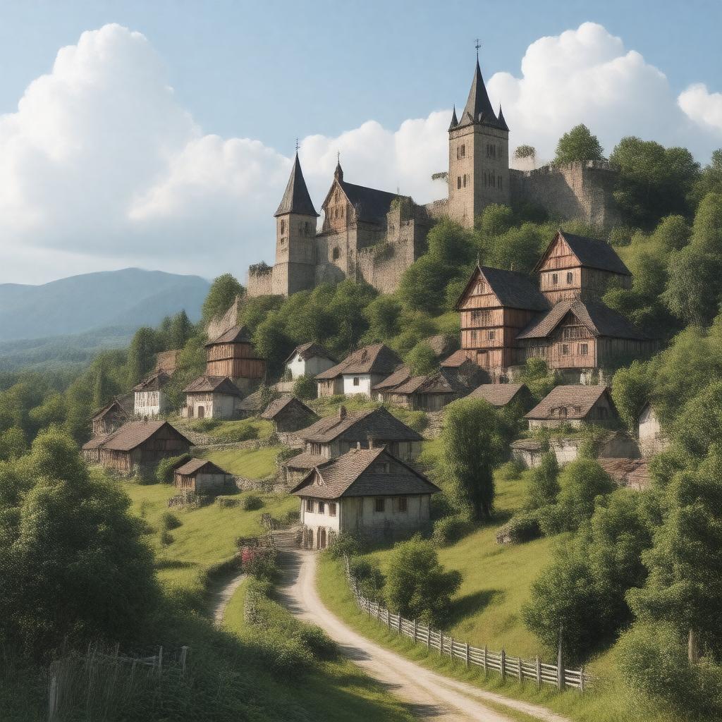 Click to view larger image AI-created image of Old Village of Hollókő
