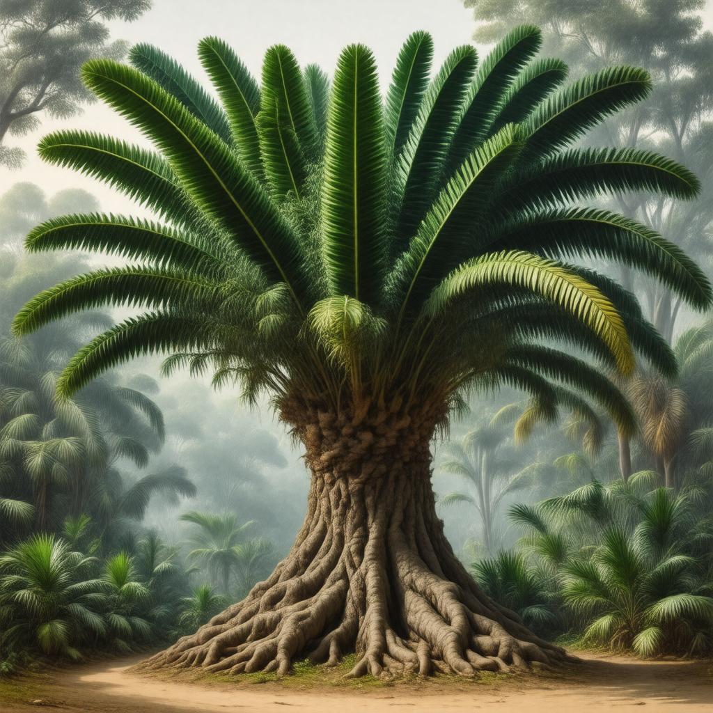 Click to view larger image AI-created image of Oldest pot-grown plant in the world (Encephalartos altensteinii)