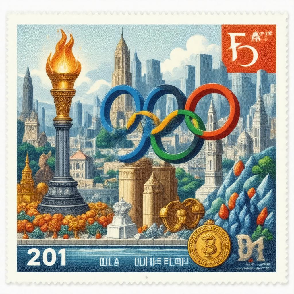 Click to view larger image AI-created image of Olympic stamp