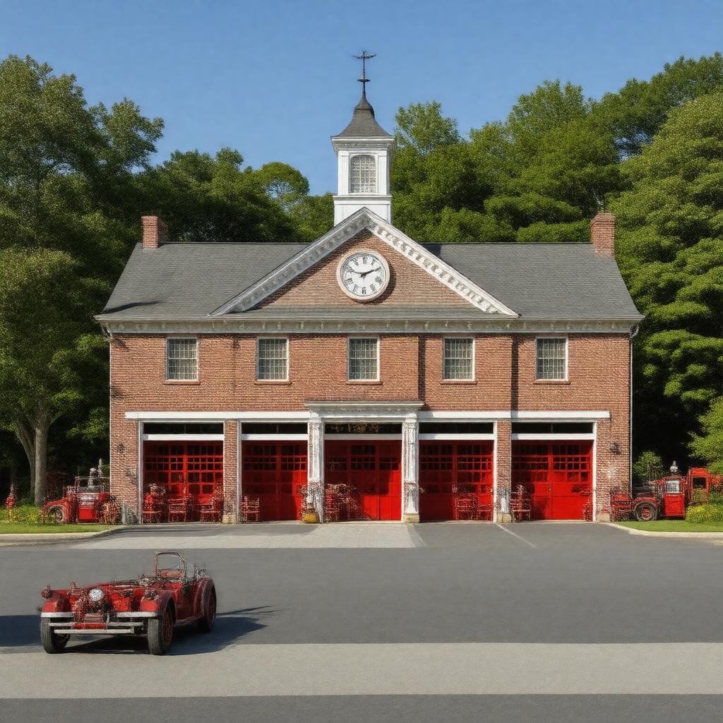 Click to view larger image AI-created image of Osterville Fire Station