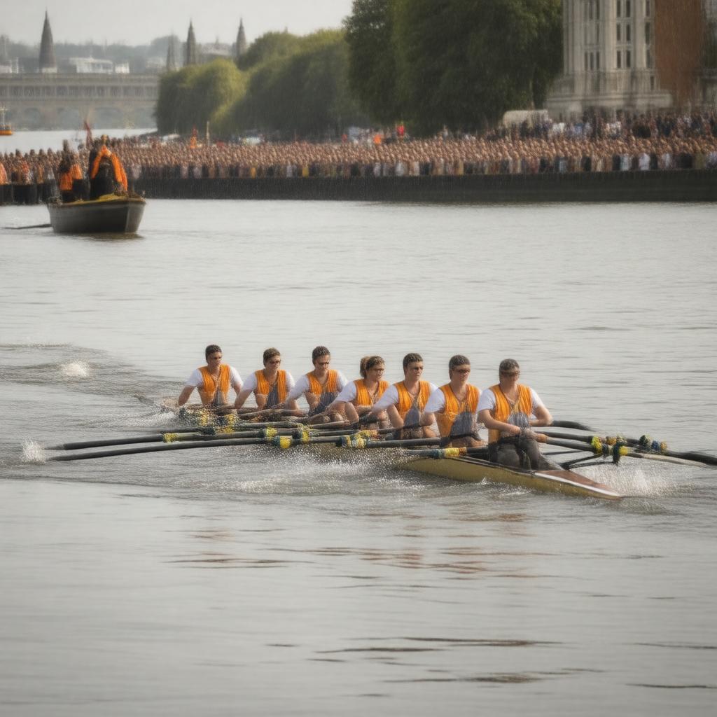 Click to view larger image AI-created image of Oxford-Cambridge Boat Race