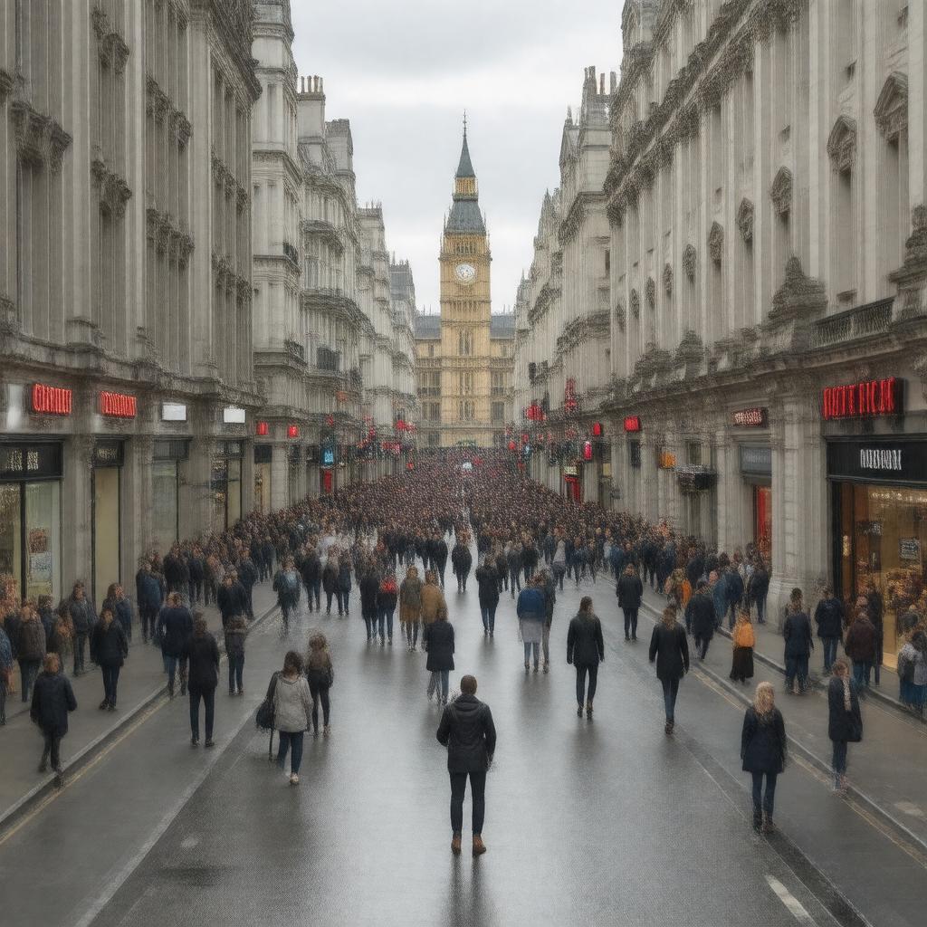 AI-created image of Oxford Street, London W1B 3AG