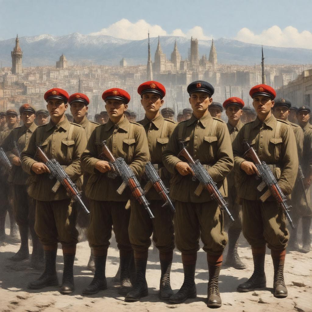 Click to view larger image AI-created image of POUM militia, Spanish Civil War