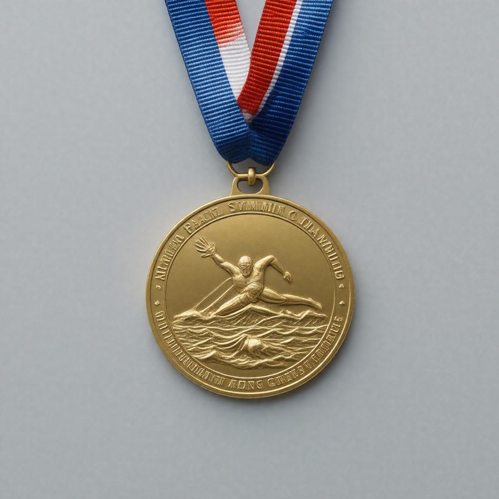 AI-created image of Pan Pacific Swimming Championships gold medal