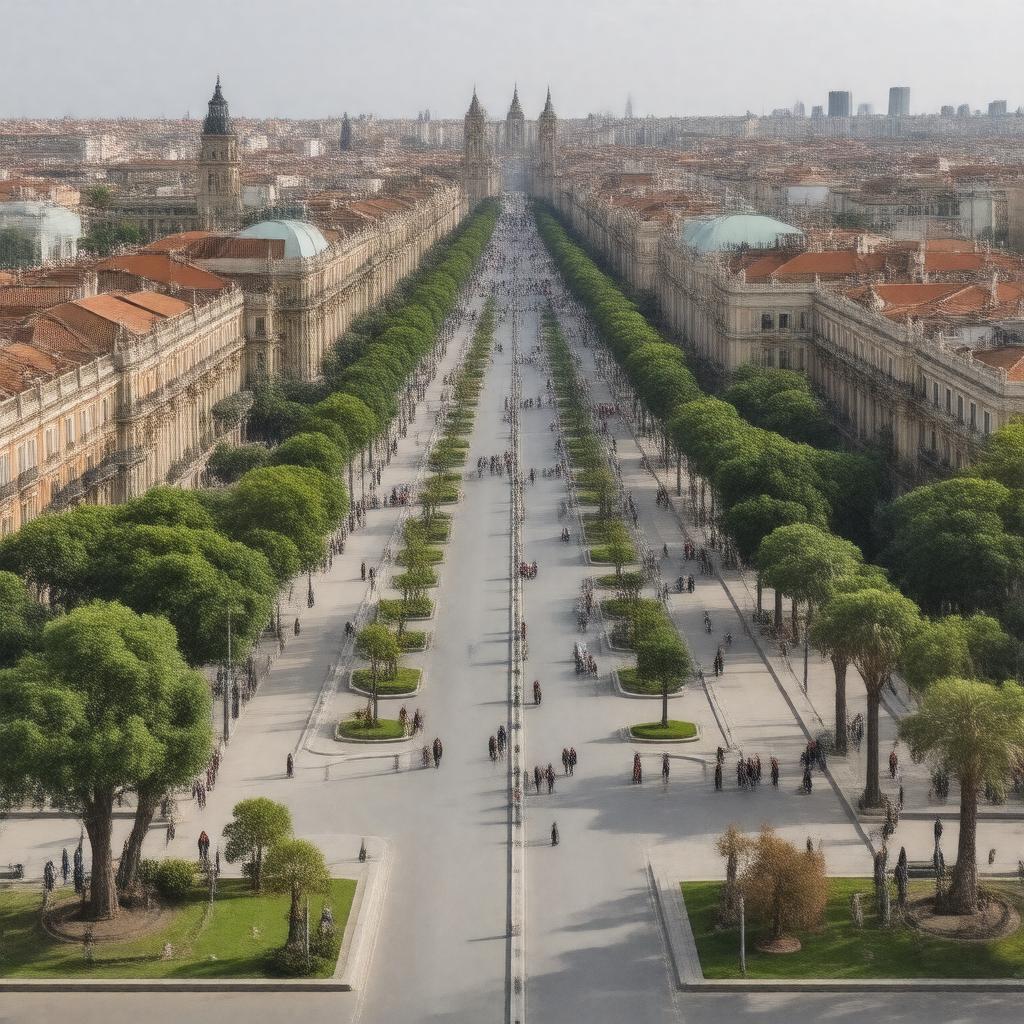 Click to view larger image AI-created image of Paseo del Prado and Buen Retiro, a landscape of Arts and Sciences