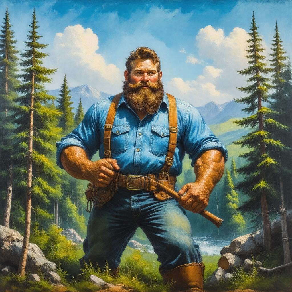 AI-created image of Paul Bunyan mural