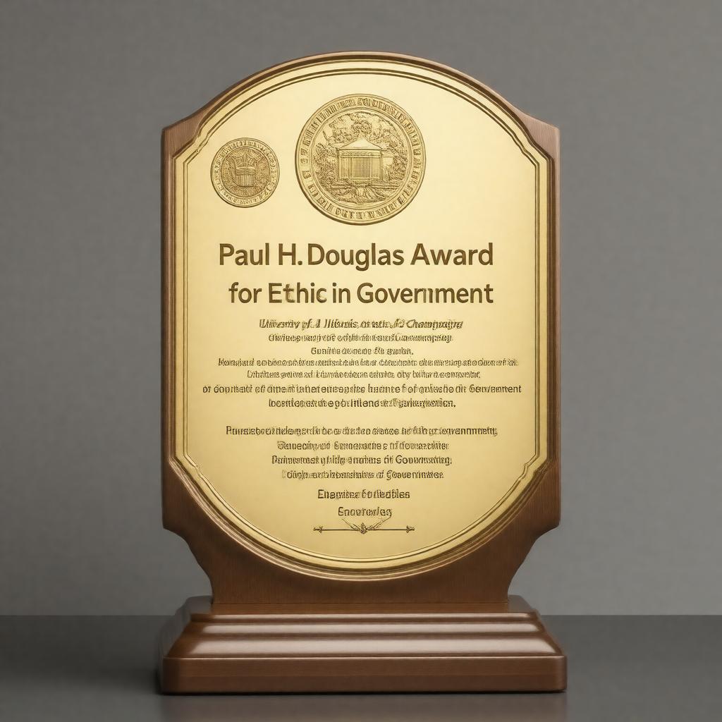 Click to view larger image AI-created image of Paul H. Douglas Award for Ethics in Government