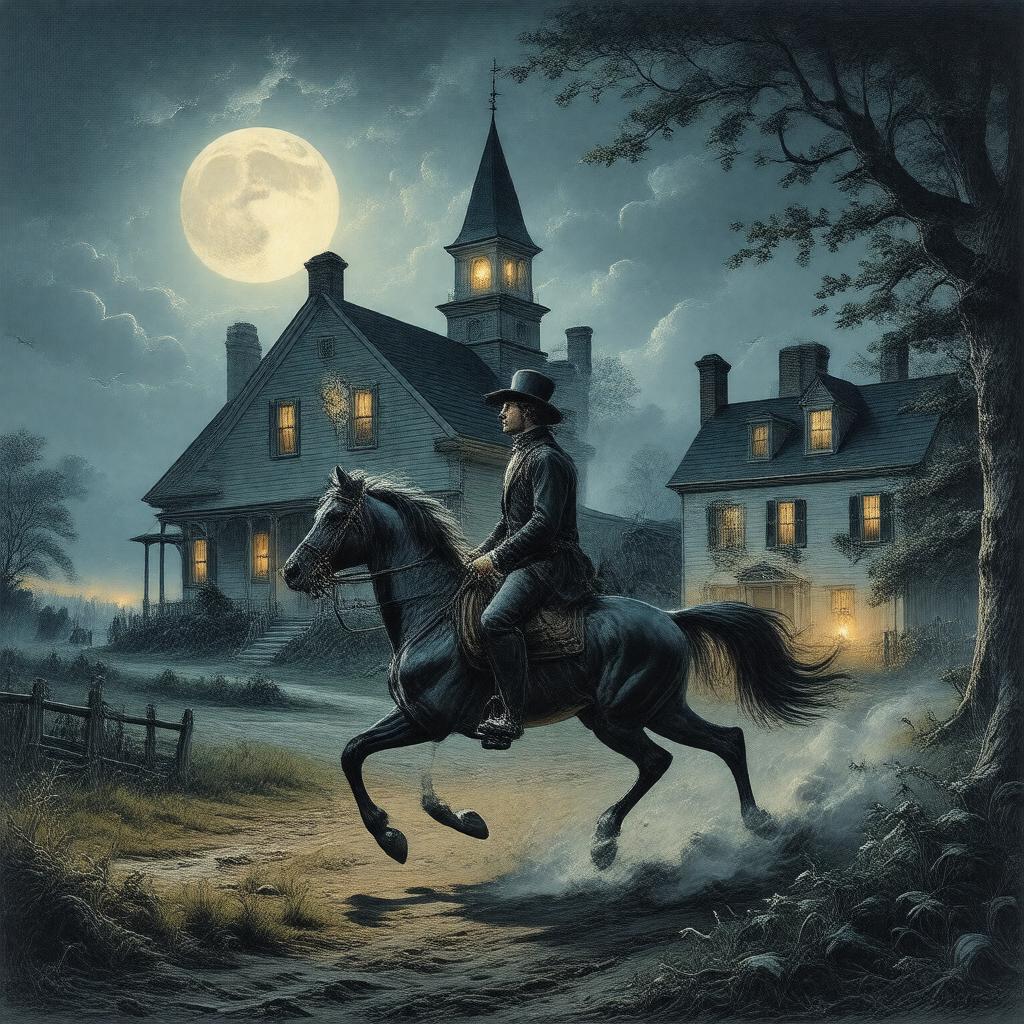 Click to view larger image AI-created image of Paul Revere's midnight ride