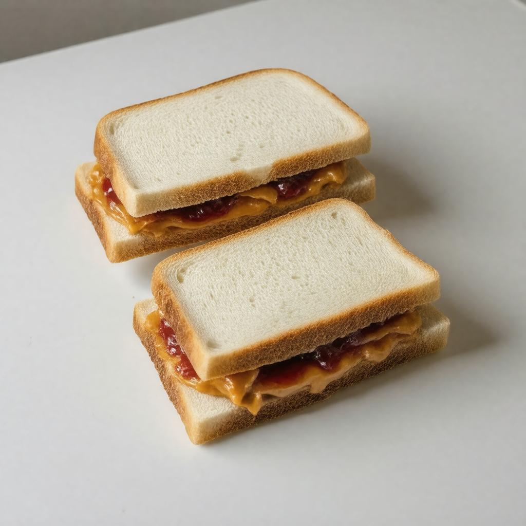 Click to view larger image AI-created image of Peanut butter and jelly sandwich
