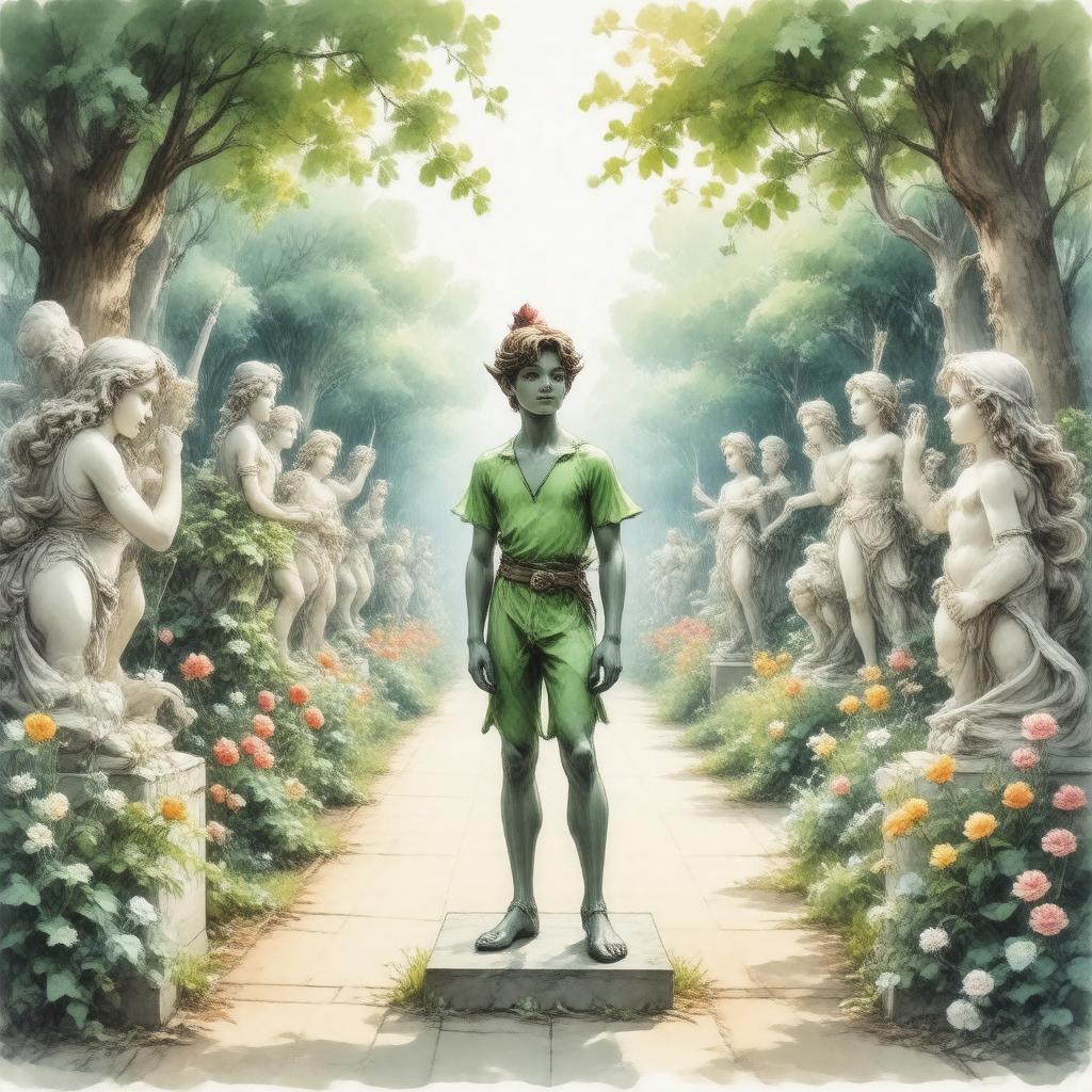AI-created image of Peter Pan in Kensington Gardens
