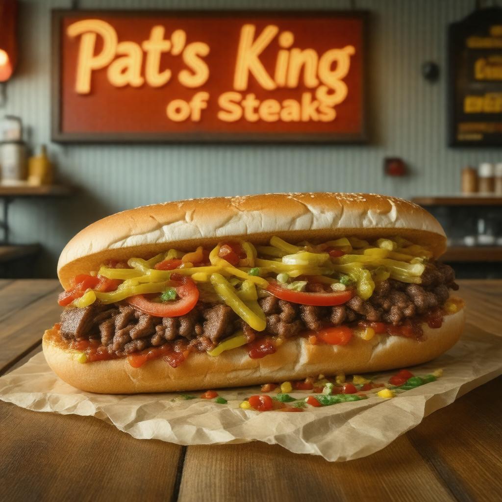 Click to view larger image AI-created image of Philadelphia cheesesteak