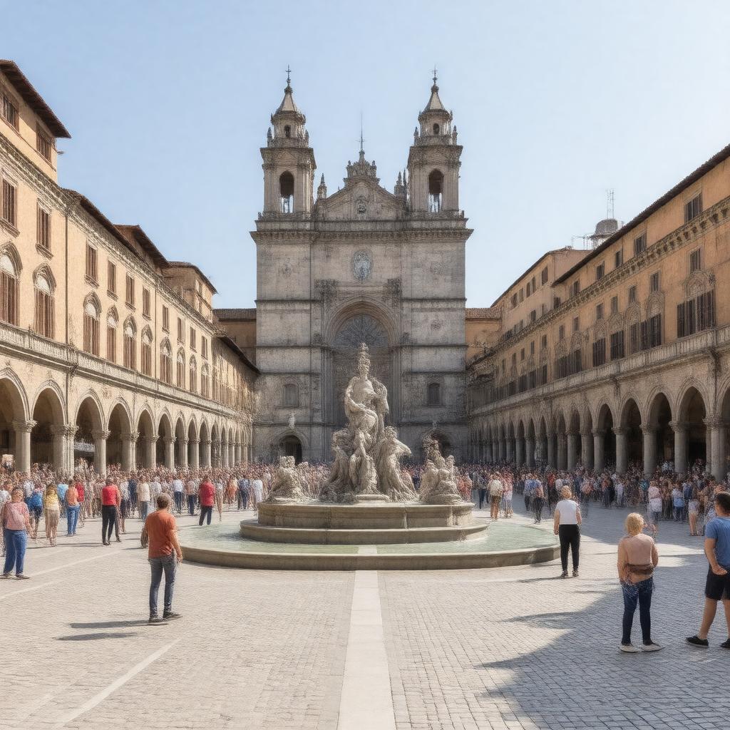 Click to view larger image AI-created image of Piazza Maggiore